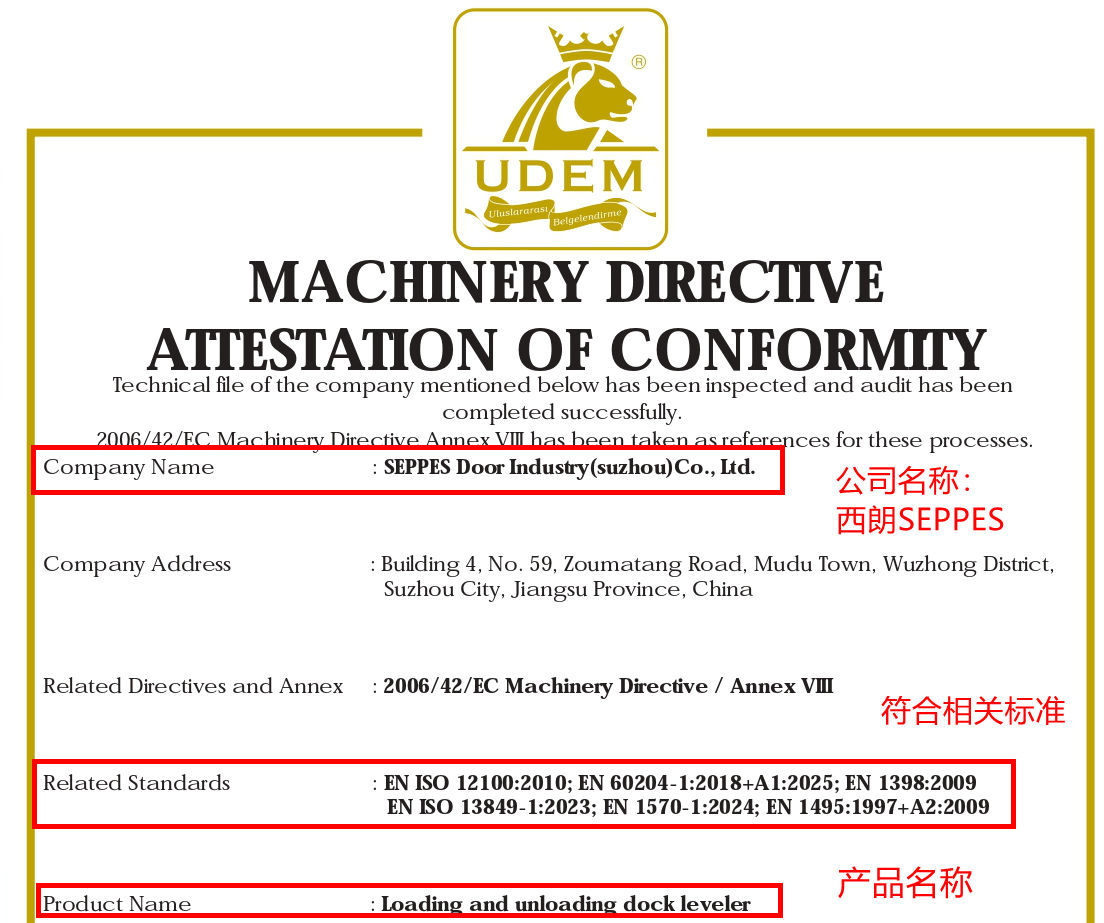 液压登车桥的CE认证 液压登车桥的CE认证